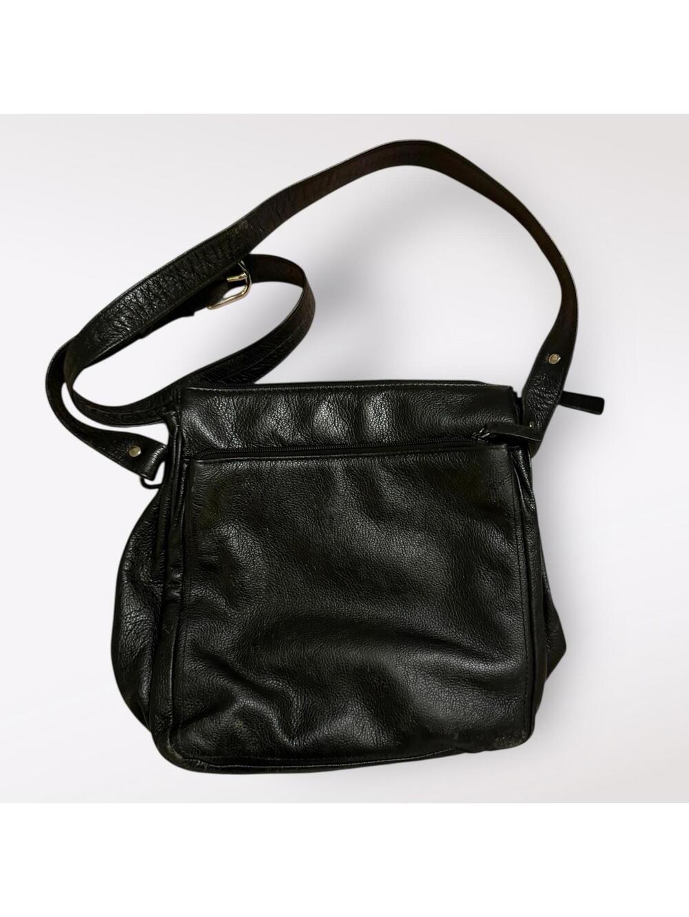 Wilson leather Crossbody Purse multi  compartments Black